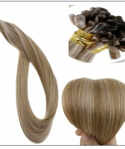 Golden Brown With Golden Blonde Colour U Tip Hair Extension 2-min