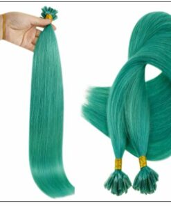 I Tip Extensions Teal Color Human Hair Keratin Hair Extensions 2-min