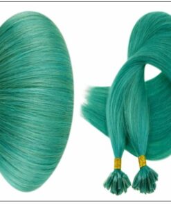 I Tip Extensions Teal Color Human Hair Keratin Hair Extensions 3-min