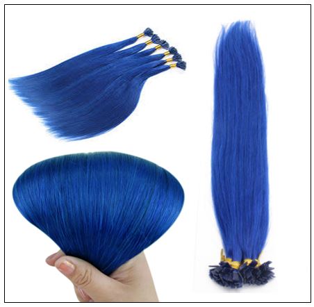 I Tip Hair Keratin Multi-Colors Blue Keratin Human Hair 3-min