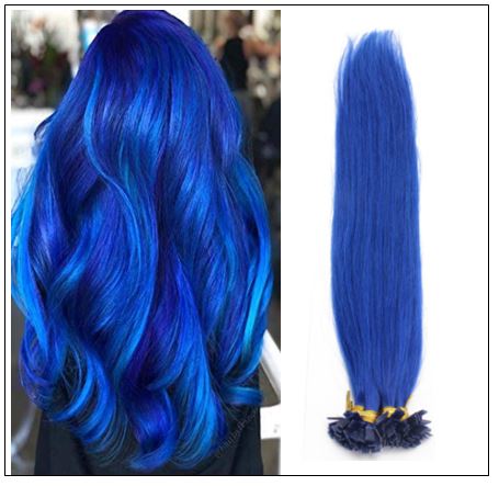 I Tip Hair Keratin Multi-Colors Blue Keratin Human Hair img-min
