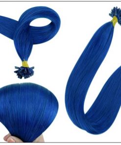 Keratin Hair Blue Color U Tip Hair Extensions 3-min