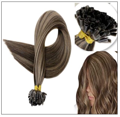 Natural Wave Colour 2P8A Darkest Brown with Light Brown U Tip Hair Extensions 2-min