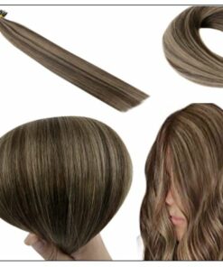 Natural Wave Colour 2P8A Darkest Brown with Light Brown U Tip Hair Extensions 3-min