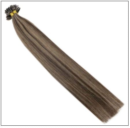 Natural Wave Colour 2P8A Darkest Brown with Light Brown U Tip Hair Extensions 4-min