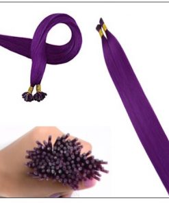 Purple Human Hair Keratin Purple I tip Hair Extensions 3