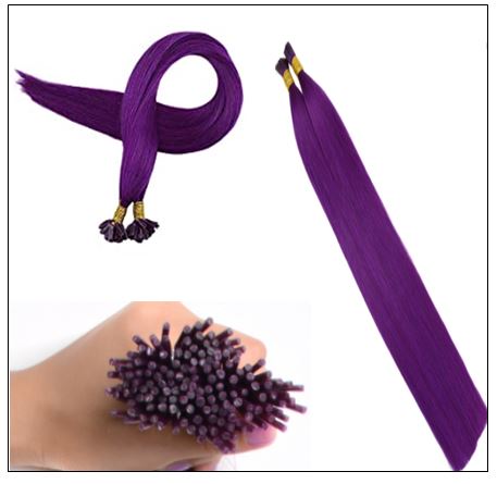 Purple Human Hair Keratin Purple I tip Hair Extensions 3