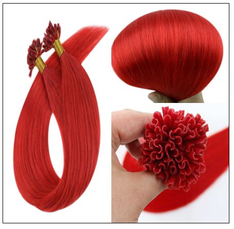 Red Color U Tip Hair Extensions 2-min