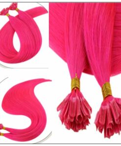 U Tip Hair Extensions Human Hair Hot Pink Hair Extension 2-min