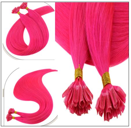 U Tip Hair Extensions Human Hair Hot Pink Hair Extension 2-min