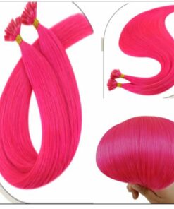 U Tip Hair Extensions Human Hair Hot Pink Hair Extension 3-min