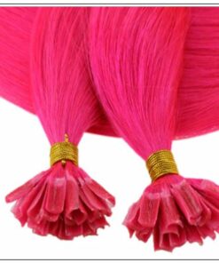 U Tip Hair Extensions Human Hair Hot Pink Hair Extension 4-min
