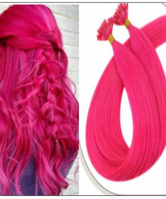 U Tip Hair Extensions Human Hair Hot Pink Hair Extension IMG-min