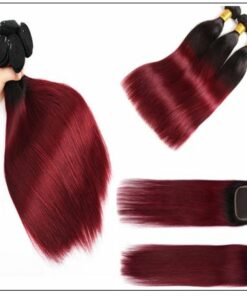 burgundy ombre bundles with closure 2..-min