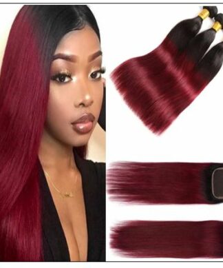 burgundy ombre bundles with closure img-min