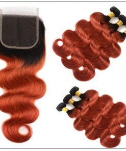 1B 350 Color Ombre Human Hair 3 Bundles With Closure Body Wave Weave 2-min