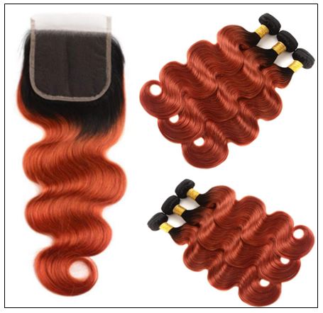 1B 350 Color Ombre Human Hair 3 Bundles With Closure Body Wave Weave 2-min