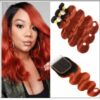1B 350 Color Ombre Human Hair 3 Bundles With Closure Body Wave Weave img-min