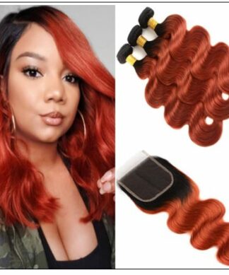 1B 350 Color Ombre Human Hair 3 Bundles With Closure Body Wave Weave img-min