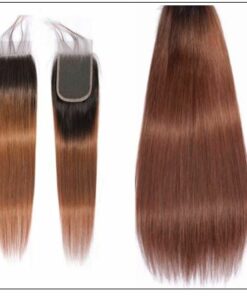 2 Tone Ombre Brown Brazilian Human Hair 3 Bundles With Closure 3-min