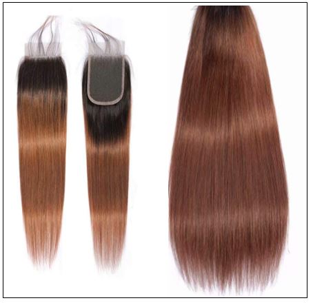 2 Tone Ombre Brown Brazilian Human Hair 3 Bundles With Closure 3-min