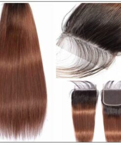 2 Tone Ombre Brown Brazilian Human Hair 3 Bundles With Closure 4-min