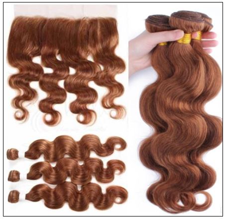 Brazilian Human Hair Body Wave Color Weave Bundles and Frontal #30 2img-min