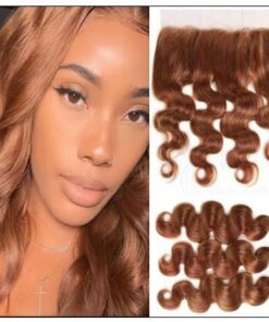 Brazilian Human Hair Body Wave Color Weave Bundles and Frontal #30 img-min