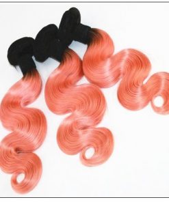 Brazilian Rose Gold Pink Ombre Body Wave Hair Bundles Lace Frontal 3