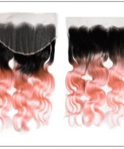 Brazilian Rose Gold Pink Ombre Body Wave Hair Bundles Lace Frontal 4