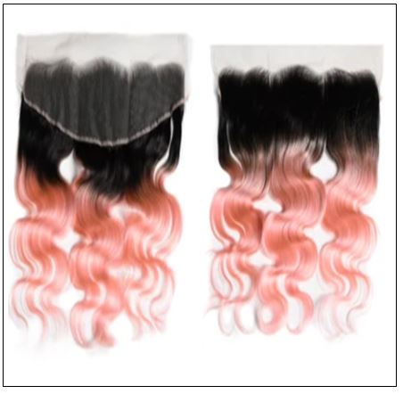 Brazilian Rose Gold Pink Ombre Body Wave Hair Bundles Lace Frontal 4