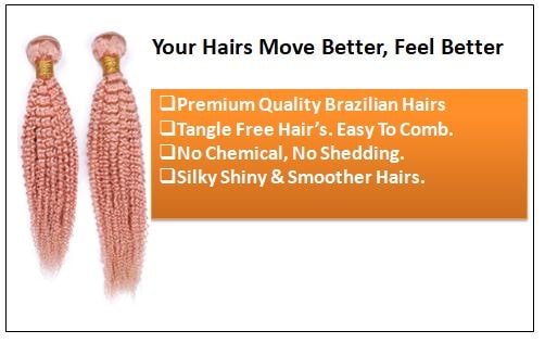 Kinky Curly Pink Human Hair 1-min