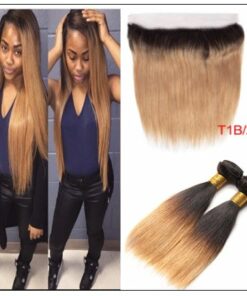 Ombre Color Bundles With Frontal 1B Root 27 Straight Hair img-min