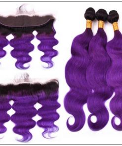 Ombre Hair Color 1B Purple Body Wave 3 Bundles With Closure 2-min