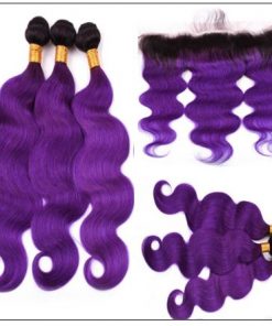 Ombre Hair Color 1B Purple Body Wave 3 Bundles With Closure 3-min