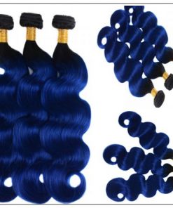 Pre Colored Blue Bundles With Frontal Body Wave Human Hair Bundles 2-min
