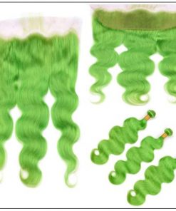 Pure Green Body Wave Hair Bundles with Frontal 2-min
