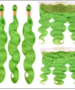 Pure Green Body Wave Hair Bundles with Frontal 3-min