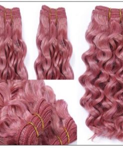 Rose Pink Deep Curly Virgin hair extensions 3-min