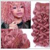 Rose Pink Deep Curly Virgin hair extensions img-min