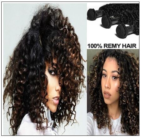 Black Curly Hair With Blonde Highlights 100% Human Hair