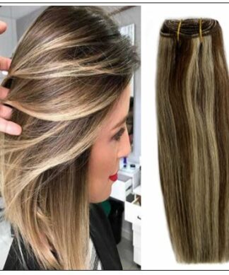 medium length brown hair with blonde highlights img-min