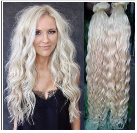 3 Bundles Platinum Blonde Curly Hair100% Human Hair Extensions