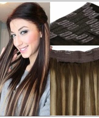 Ash Blonde Highlights on Dark Brown Hair Extensions img-min