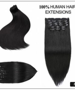 Black Clip in Hair Extension 100% Virgin Hair Extension 2