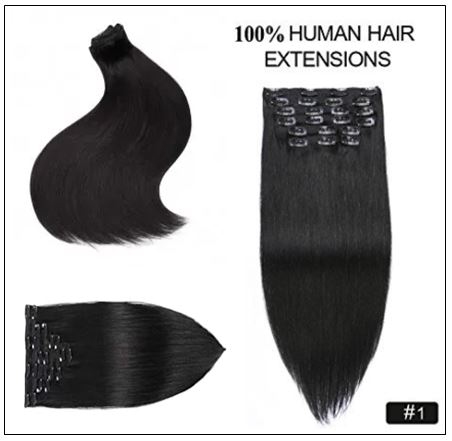 Black Clip in Hair Extension 100% Virgin Hair Extension 1