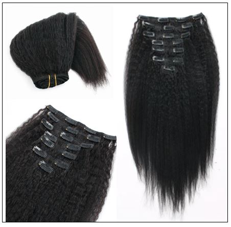 Kinky Straight Clip in Hair Extensions (4)