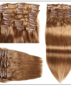 Light Brown Clip in Human Hair Extensions (2)