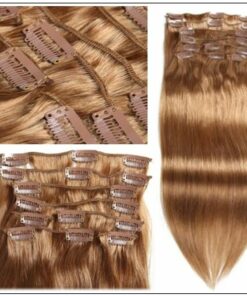 Light Brown Clip in Human Hair Extensions (3)
