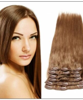Light Brown Clip in Human Hair Extensions img